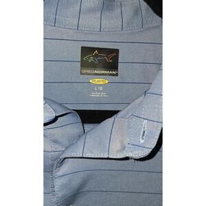 Greg Norman Blue Striped Polo Shirt Size L/G